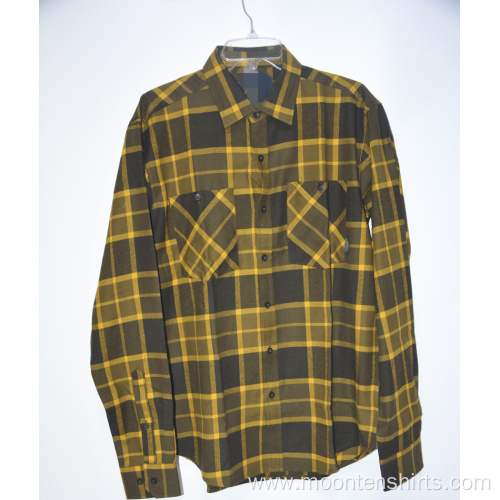 Cotton Long Sleeve Men Flannel Plaid Shirt